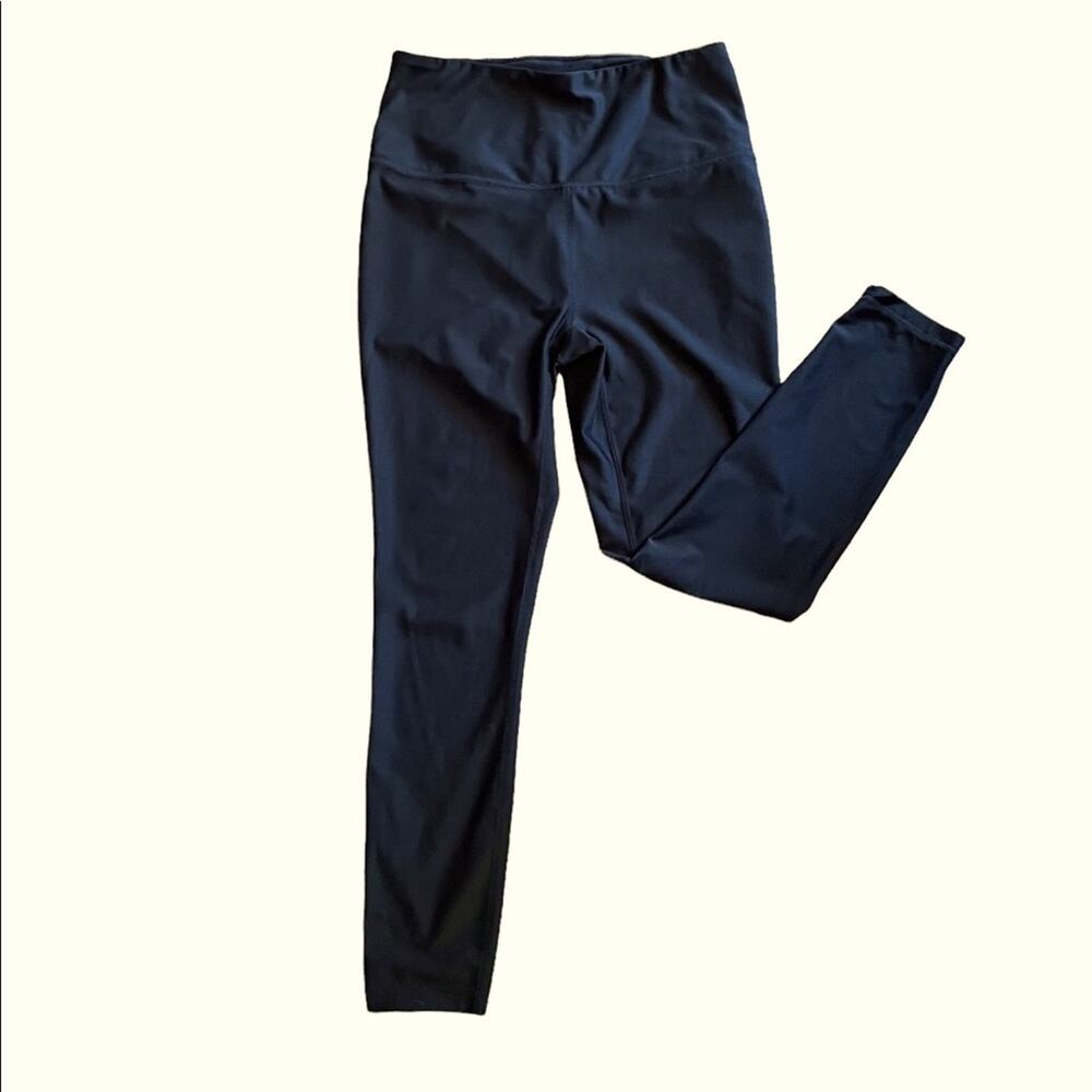 Reebok LEGGINGS Women M Black High Rise Ankle Stretch Sweat Resistant Activewear
